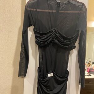 OhPolly black mesh mini dress